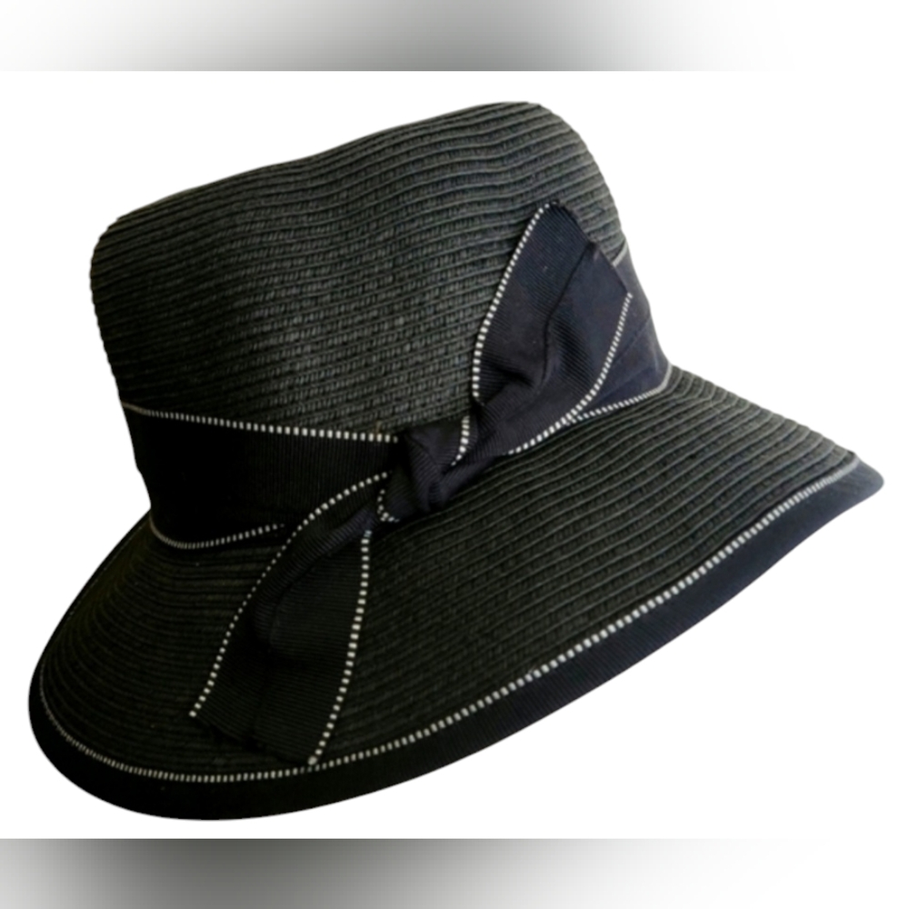 Sun n Sand Headwear Hat Black White Bow Accent Medium Large